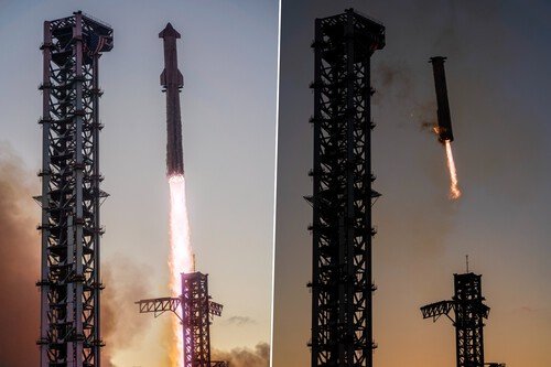 SpaceX atrapa el propulsor Super Heavy en el aire, y no es un fly al catcher.